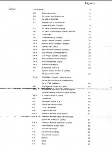 El índice del dossier sobre Ignacio González.